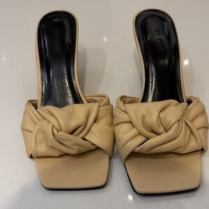 BY FAR Cream Leather Mules